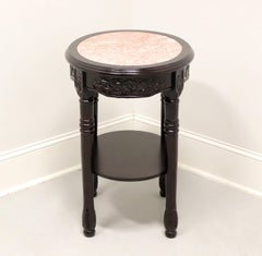 Antique Rosewood Finish Victorian Oval Marble Top Occasional Table - A