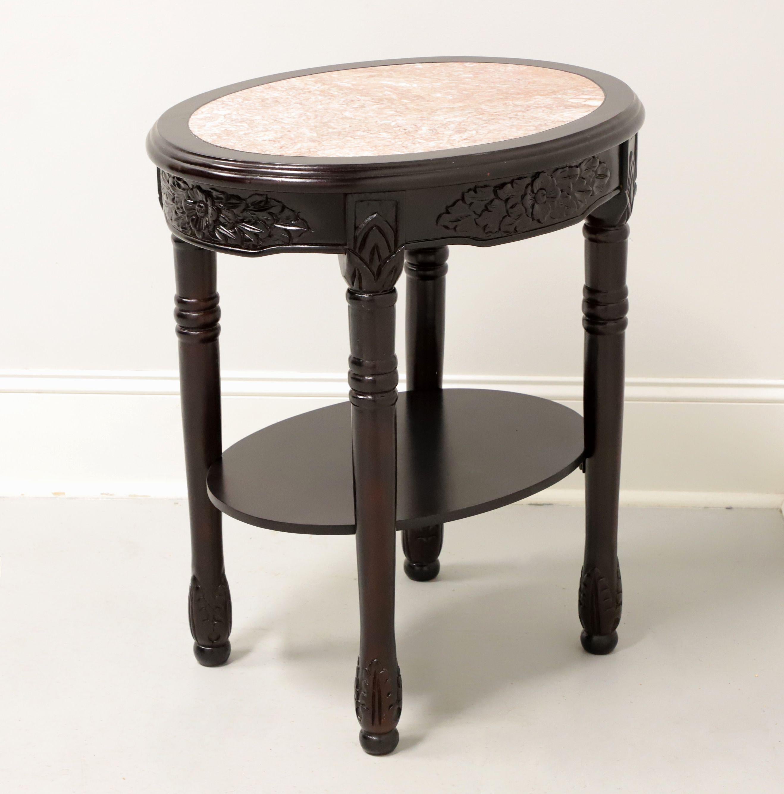 American Antique Rosewood Finish Victorian Oval Marble Top Occasional Table - A For Sale