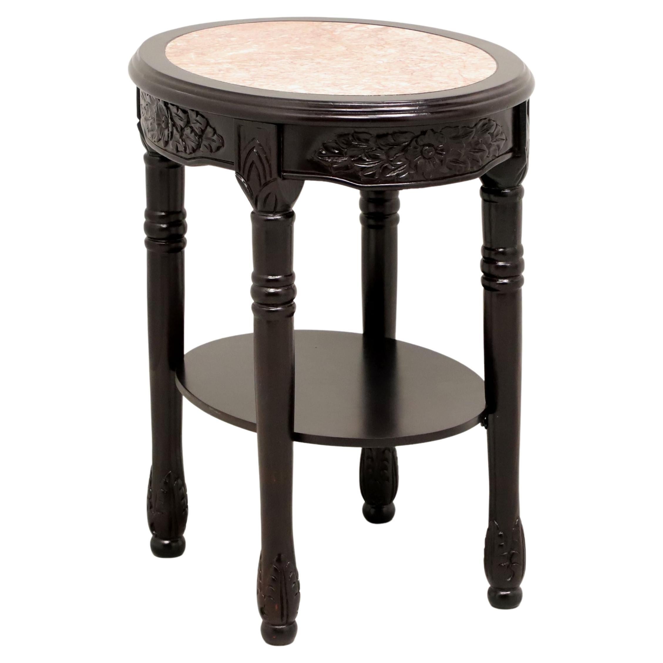 Antique Rosewood Finish Victorian Oval Marble Top Occasional Table - A For Sale