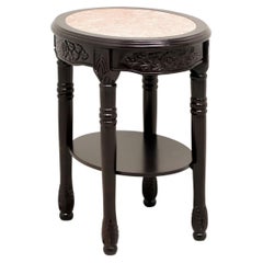 Antique Rosewood Finish Victorian Oval Marble Top Occasional Table - A