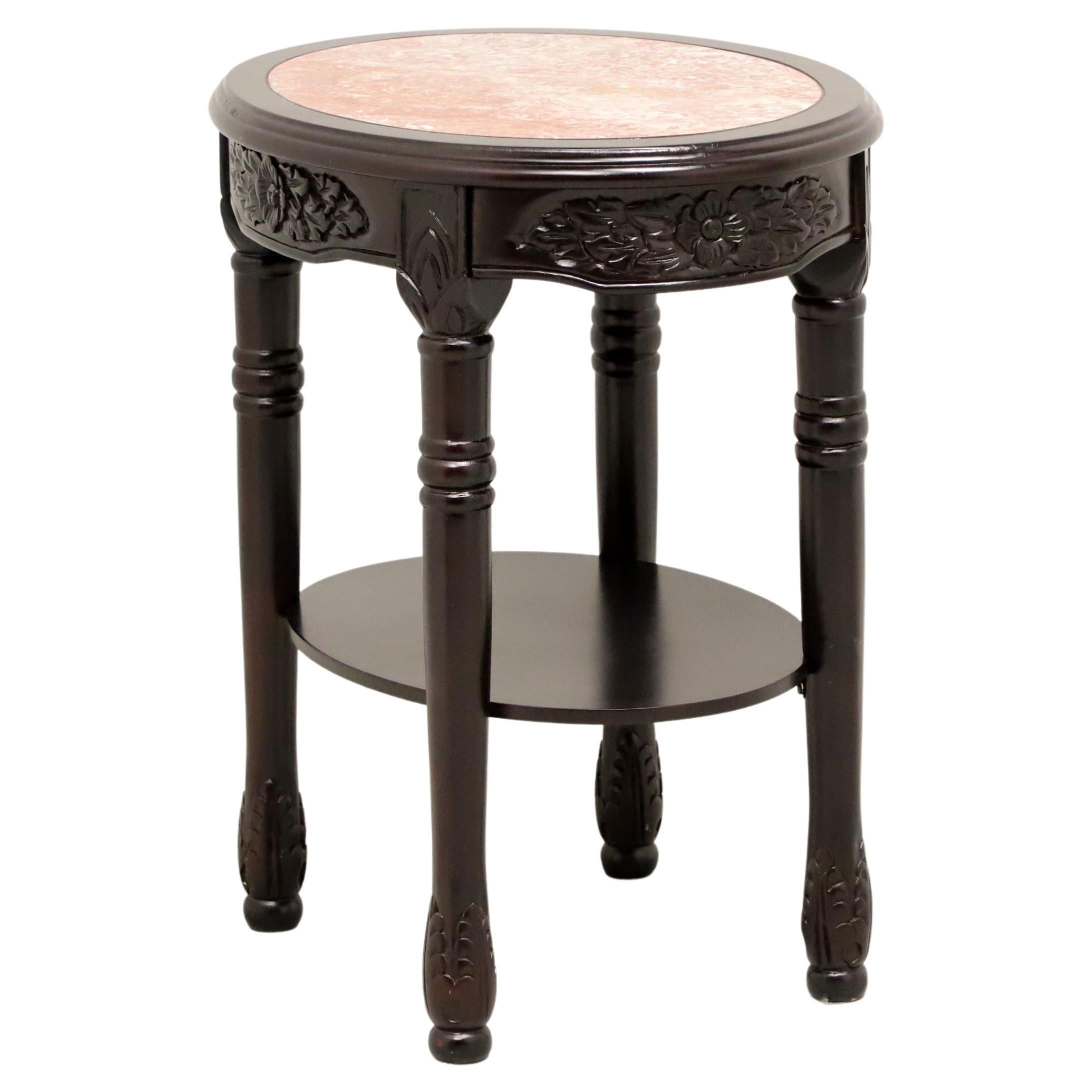 Table d'appoint victorienne à plateau ovale en marbre et finition en bois de rose antique - B