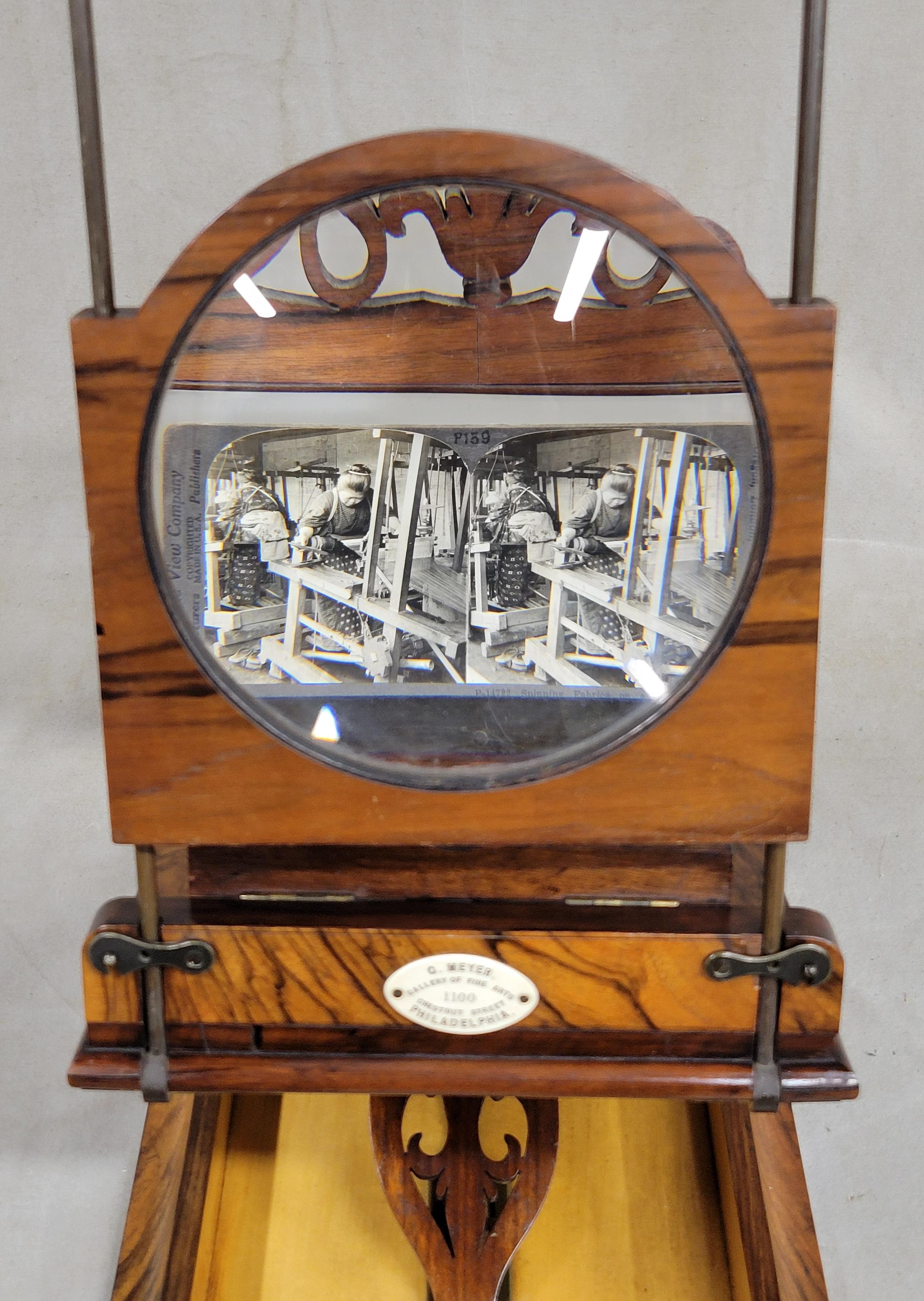 American Antique Rosewood Folding Stereoscope Viewer - Philadelphia Gallery of Fine Arts For Sale
