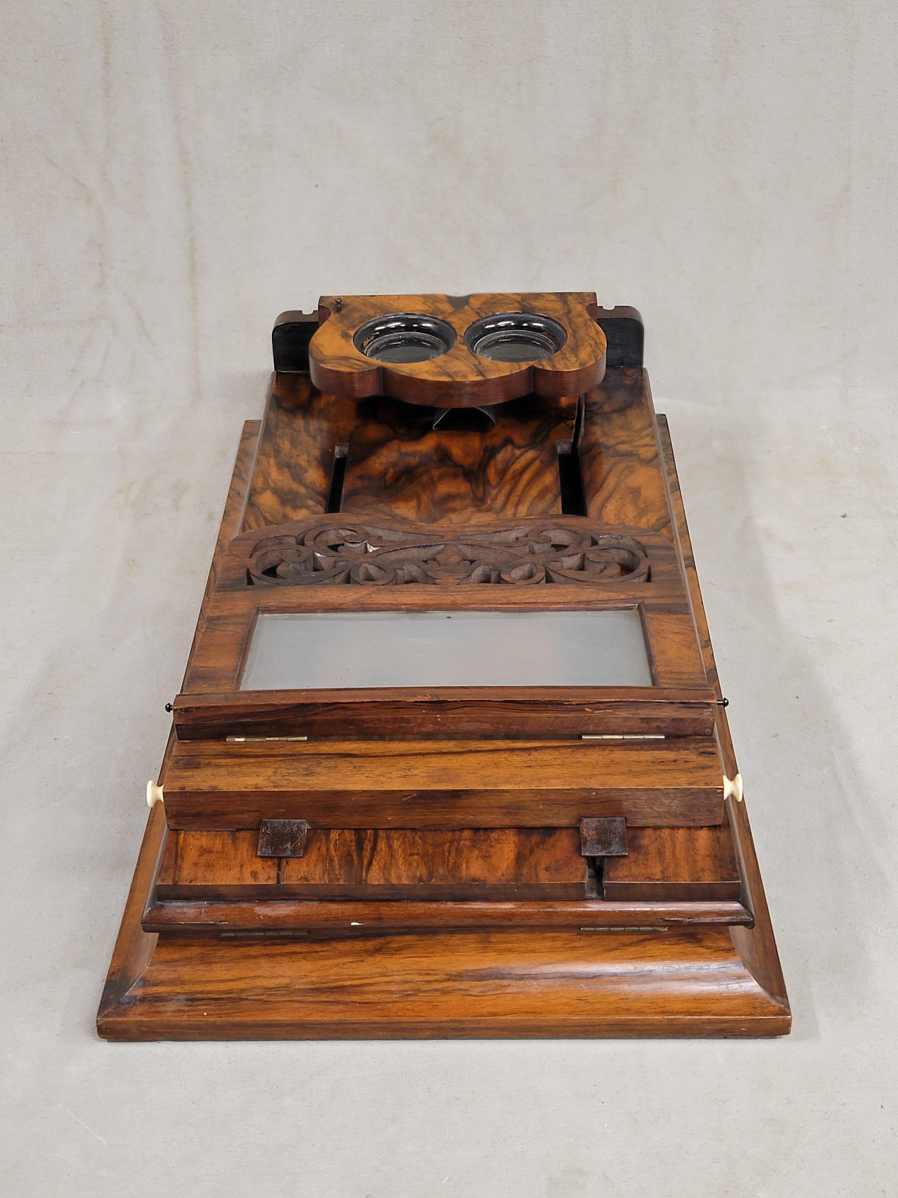Antique Rosewood Folding Stereoscope Viewer - Philadelphia Gallery of Fine Arts For Sale 1