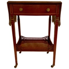 Antique Rosewood Inlaid Drop-Leaf Lamp Table, circa 1870-1880