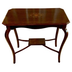Antico tavolo da lampada in palissandro intarsiato del 1860-1880 circa