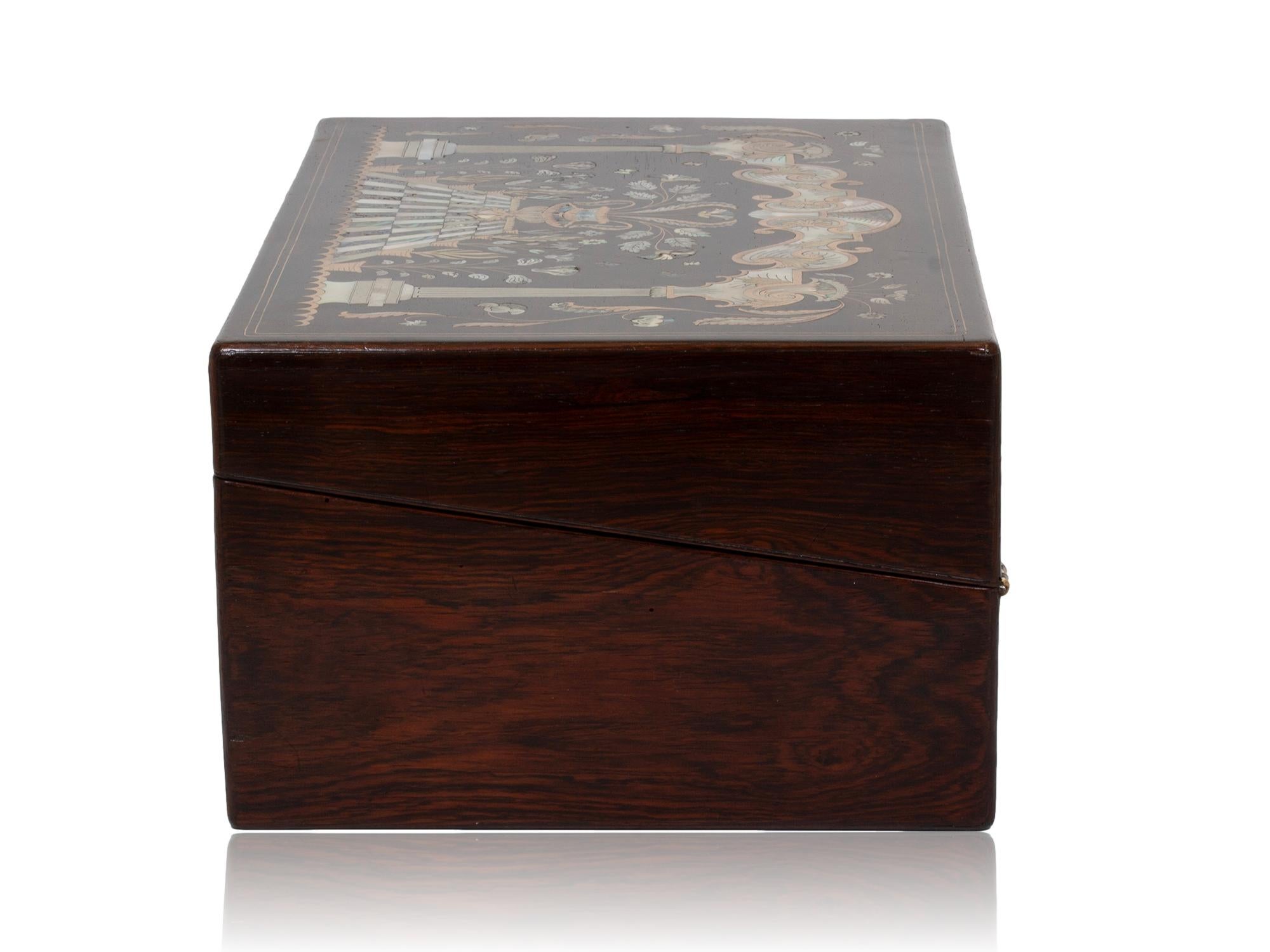 Ecritoire ancien en marqueterie de bois de rose par Hausburg Bon état - En vente à Northampton, GB