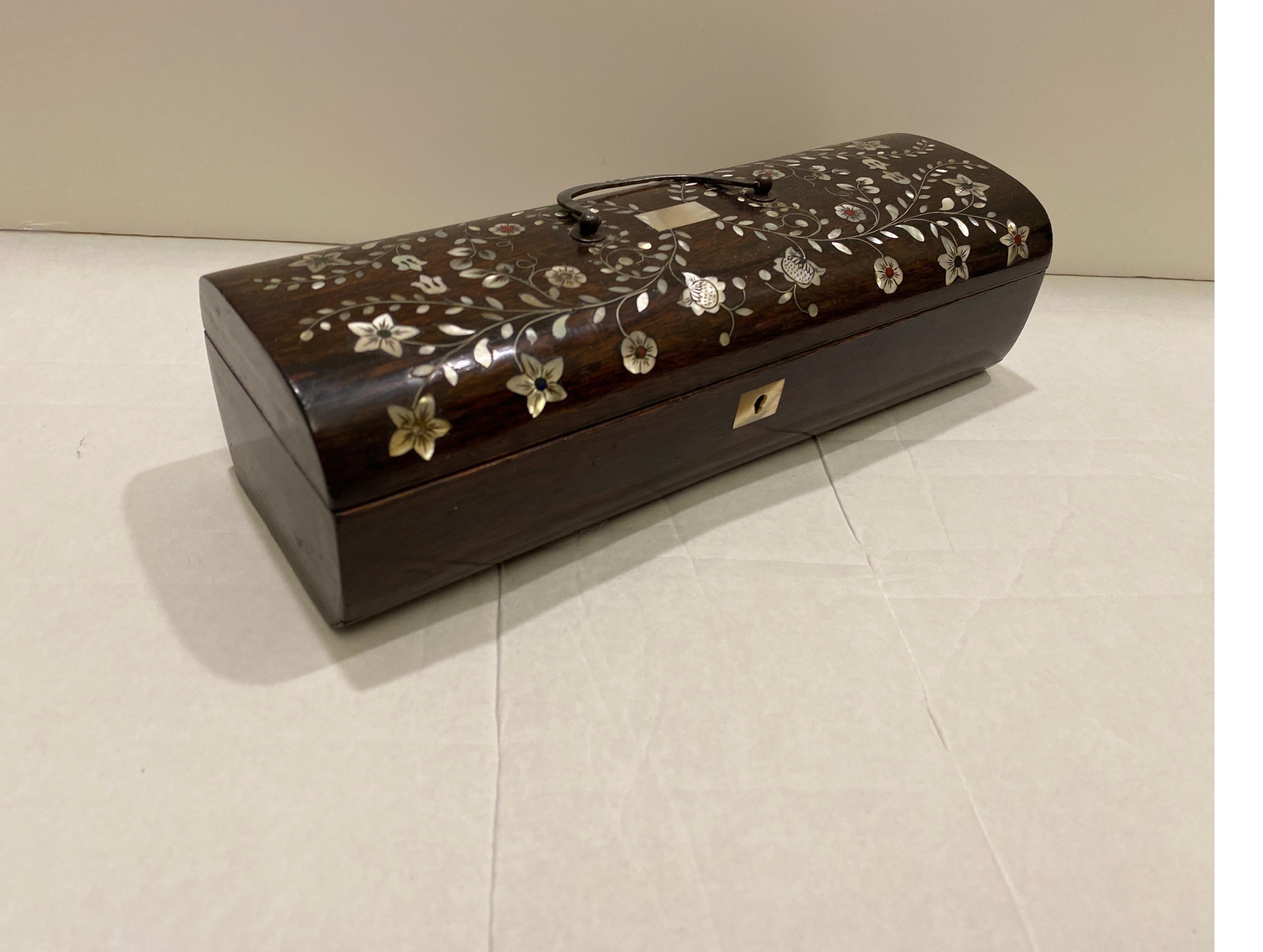 Antique Rosewood Mother of Pearl and Silver Inlaid Box 3