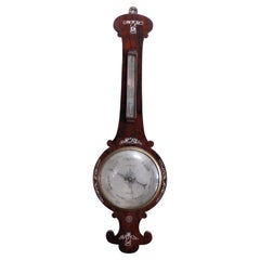 Antique Rosewood & Mother of Pearl Inlay Barometer by Mitchell, Wakefield, c1890