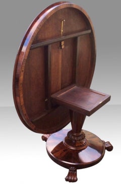 Antique Rosewood Tilt Top Circular Centre Table / Dining Table /Hall Table