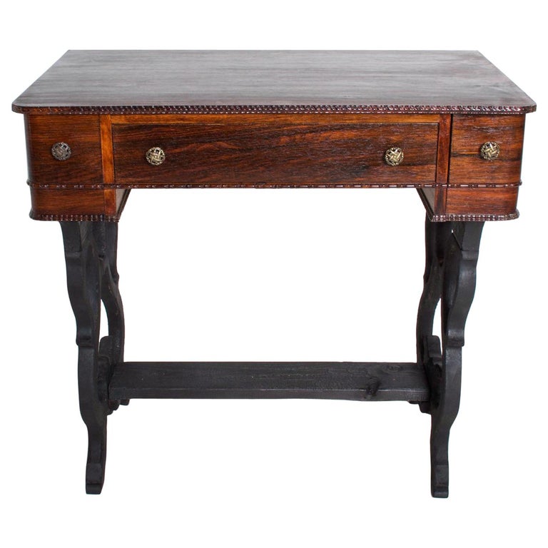 Antique Rosewood Work Table with Drawers Art Deco Period For Sale at