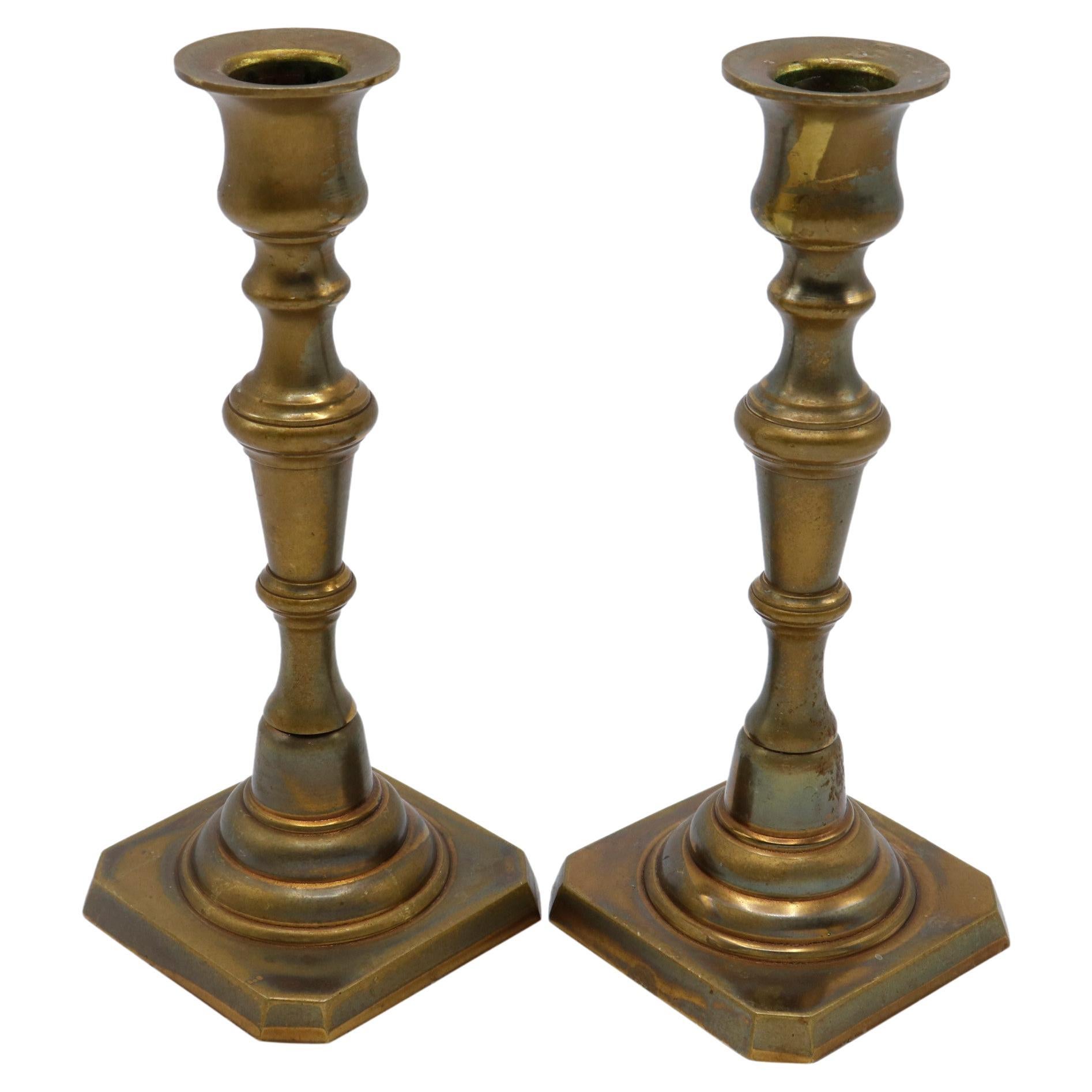 Antique Rostand Brass Candlesticks, a Pair For Sale at 1stDibs