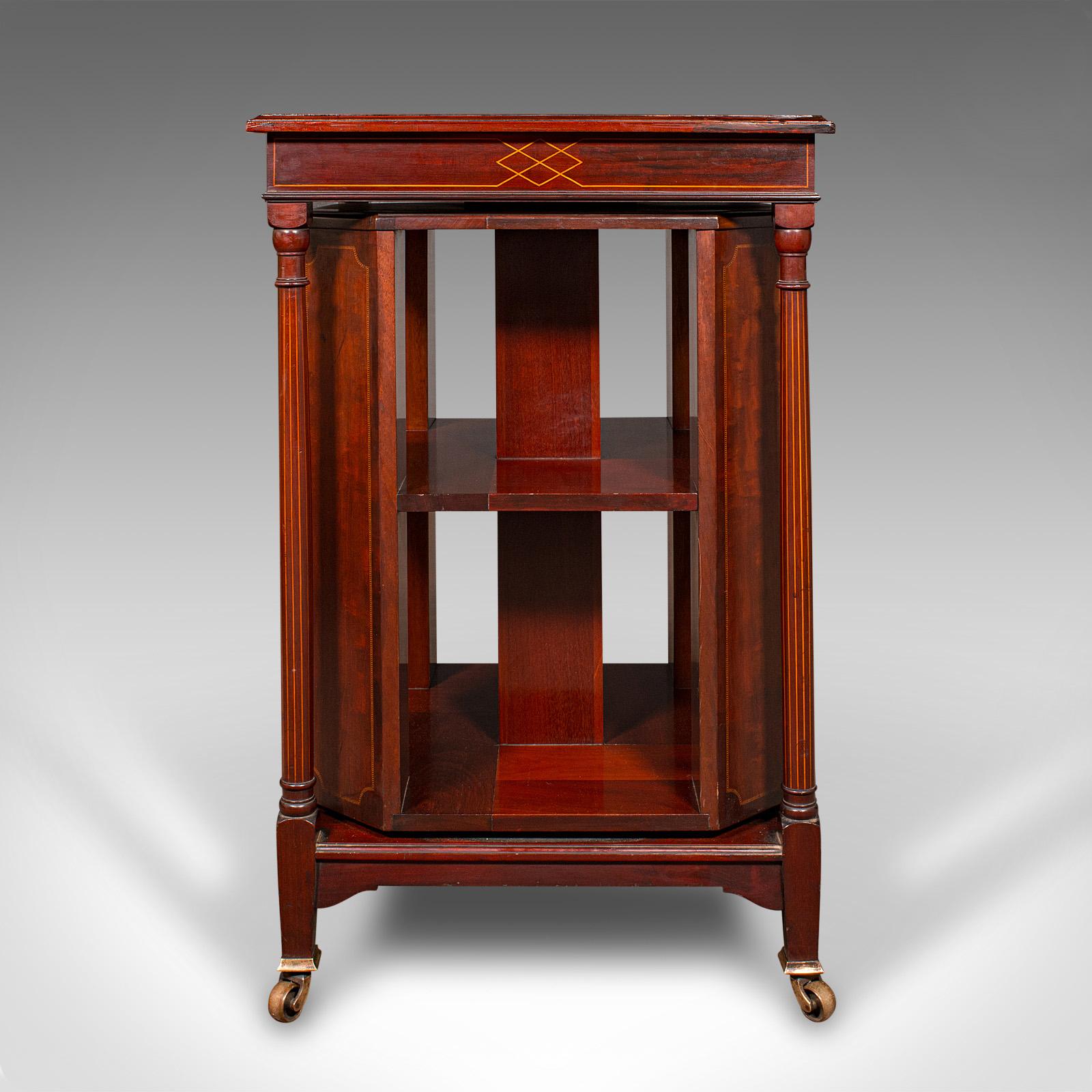 Édouardien Bibliothèque tournante ancienne, anglaise, Edwardian, C.1910 en vente