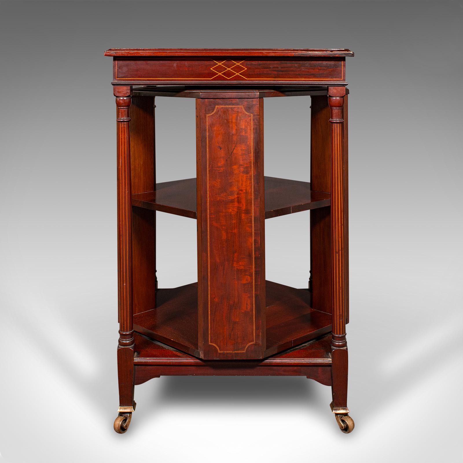 Britannique Bibliothèque tournante ancienne, anglaise, Edwardian, C.1910 en vente