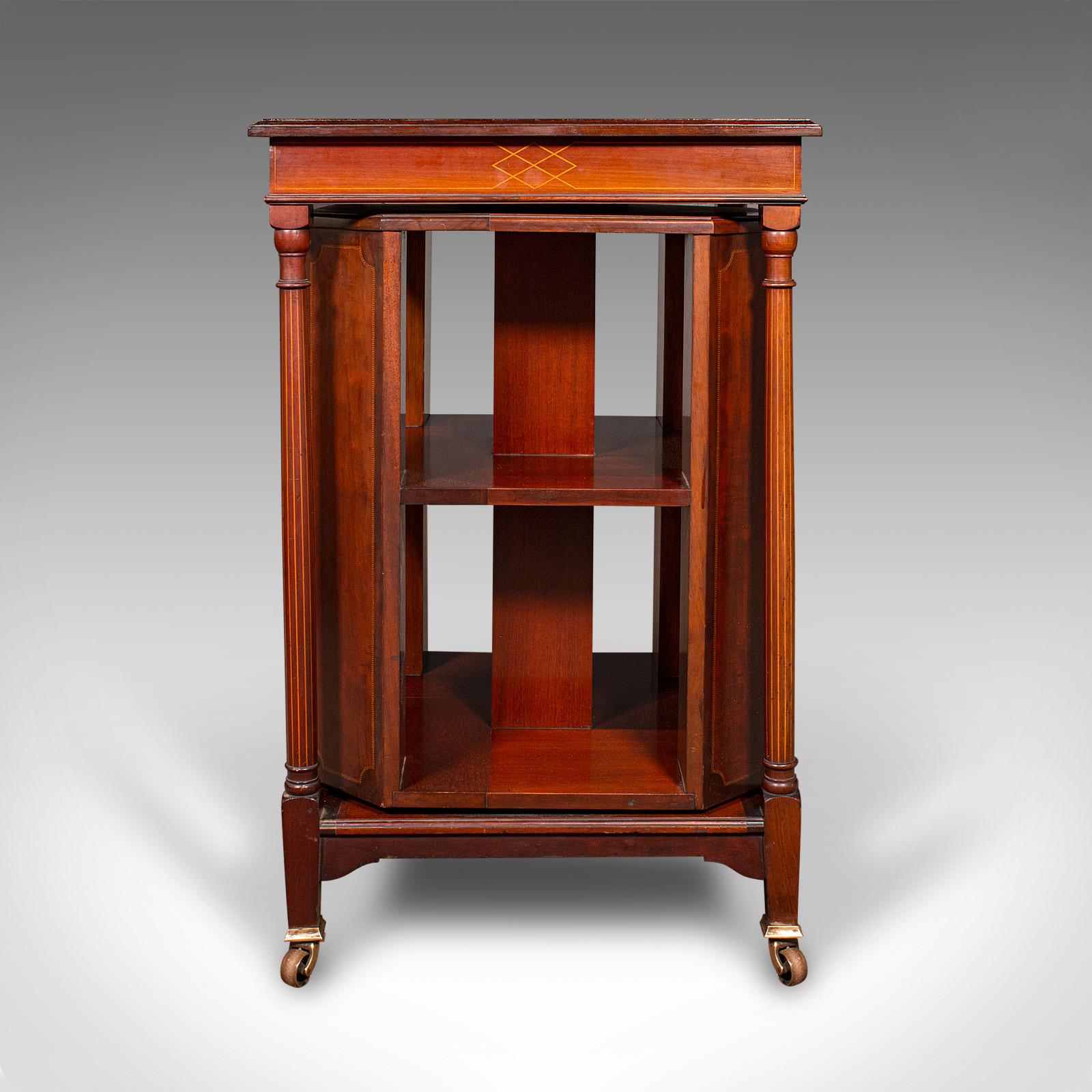 Acajou Bibliothèque tournante ancienne, anglaise, Edwardian, C.1910 en vente