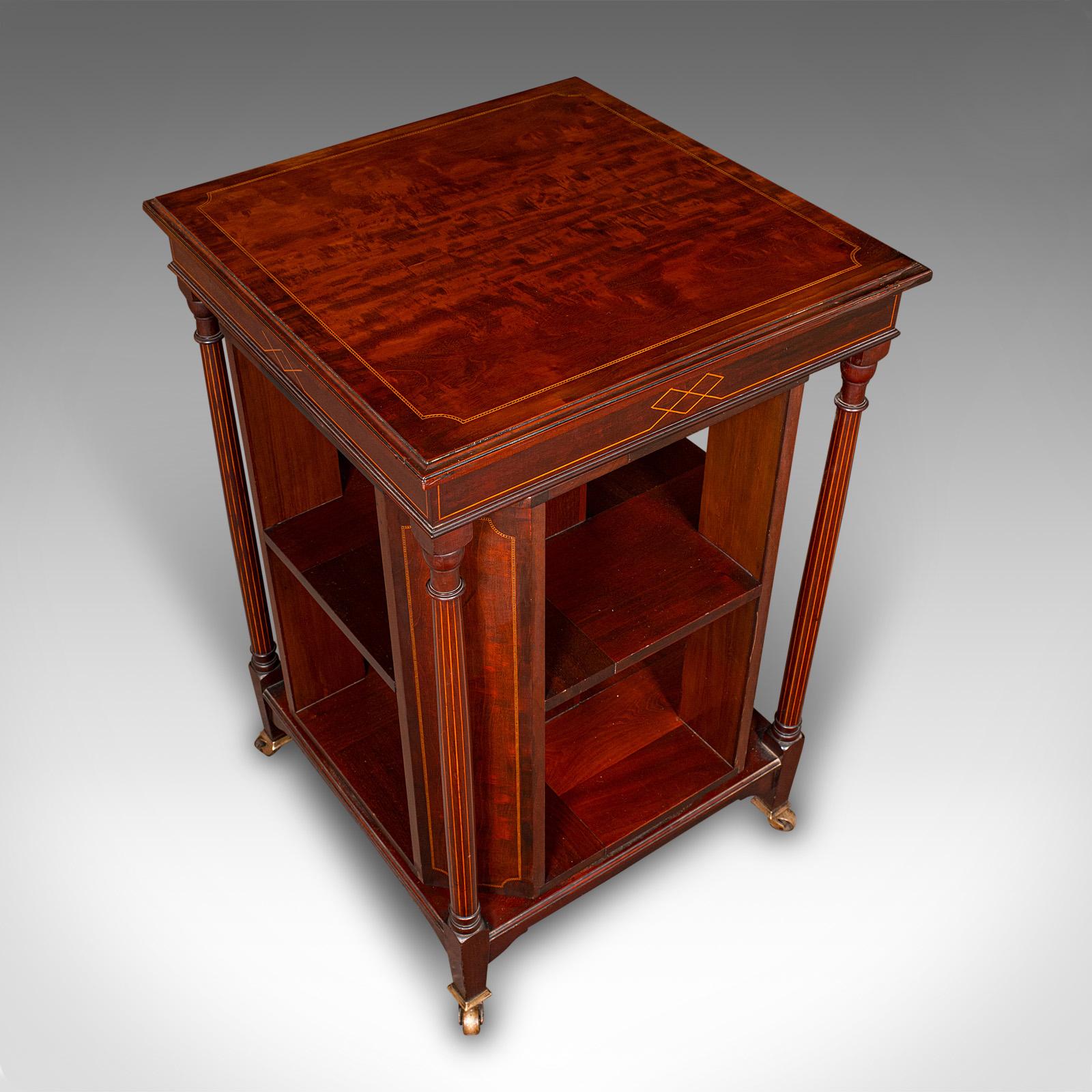 Bibliothèque tournante ancienne, anglaise, Edwardian, C.1910 en vente 1