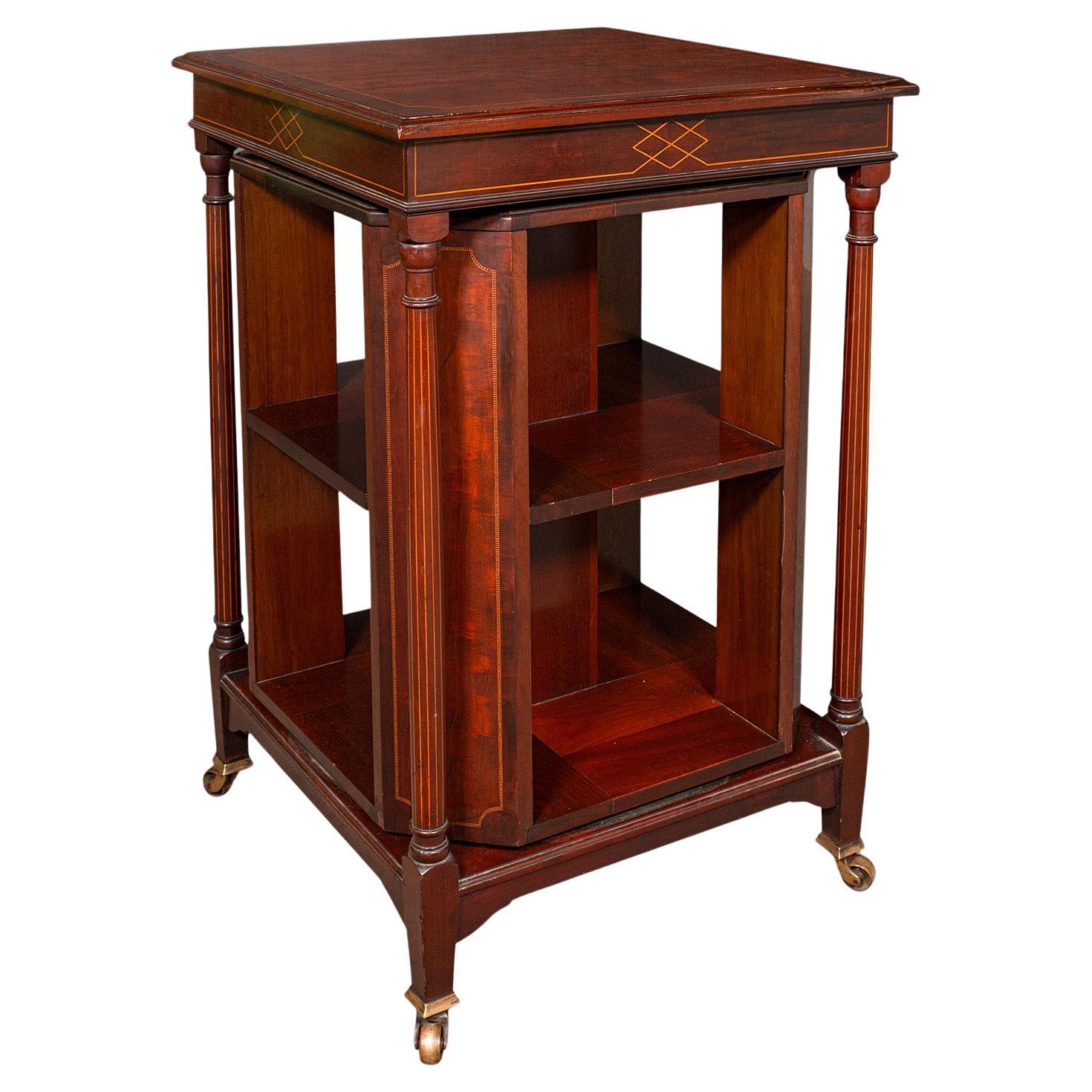 Antique Rotary Bookcase, English, Revolving Library Cabinet, Edwardian, C.1910
