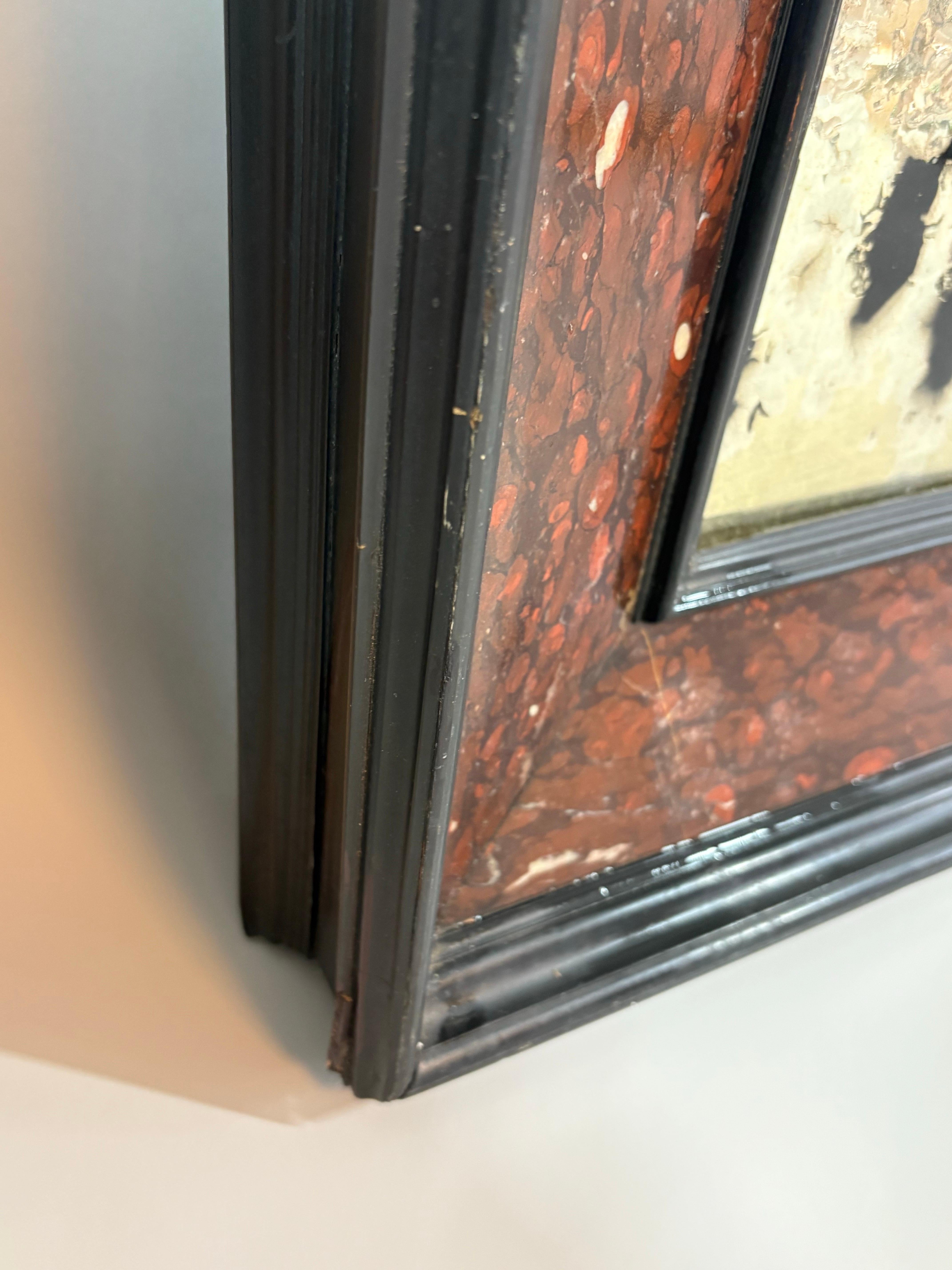 Antique rouge marble and ebonized mirror For Sale 4