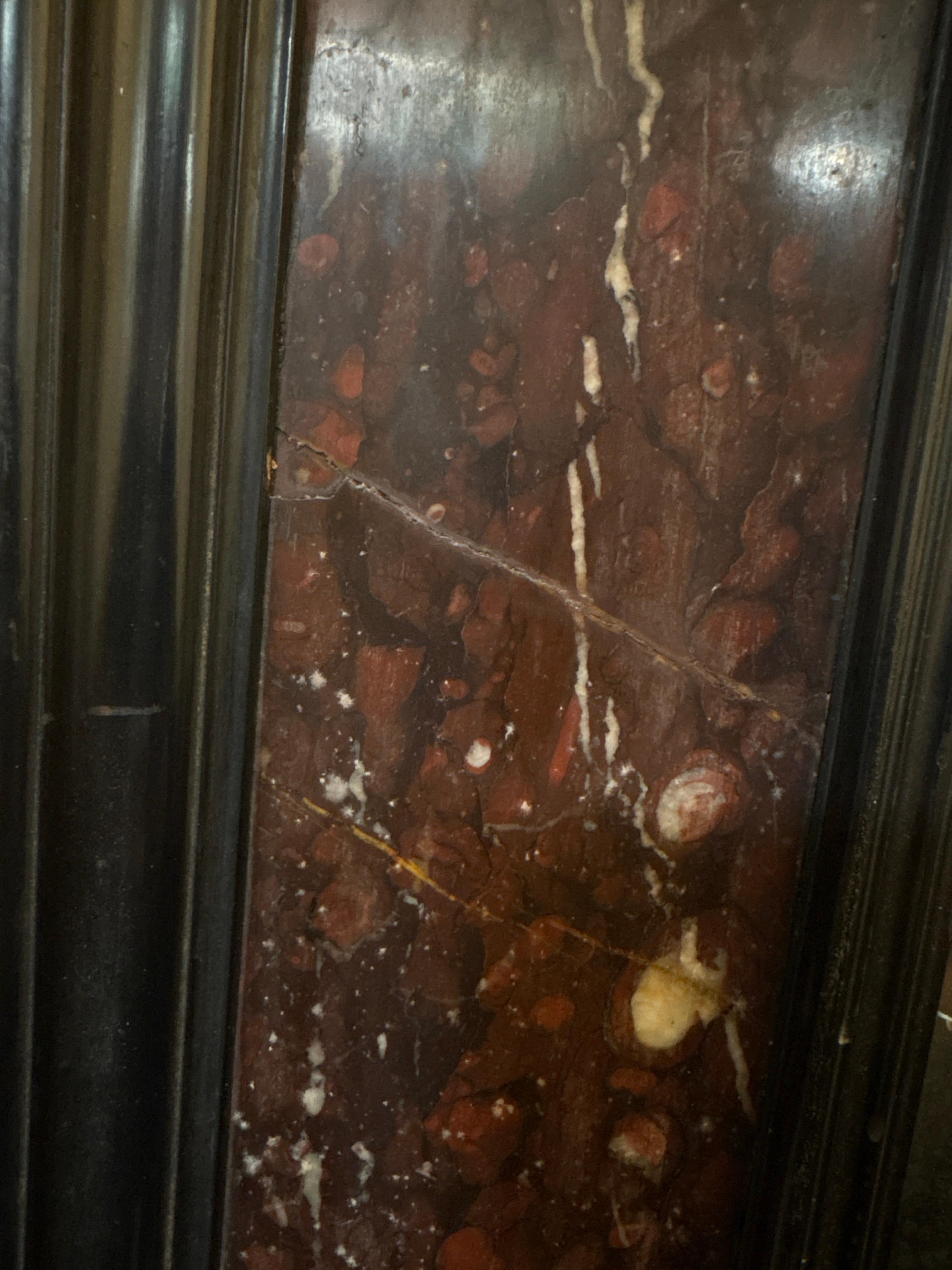 Antique rouge marble and ebonized mirror For Sale 11