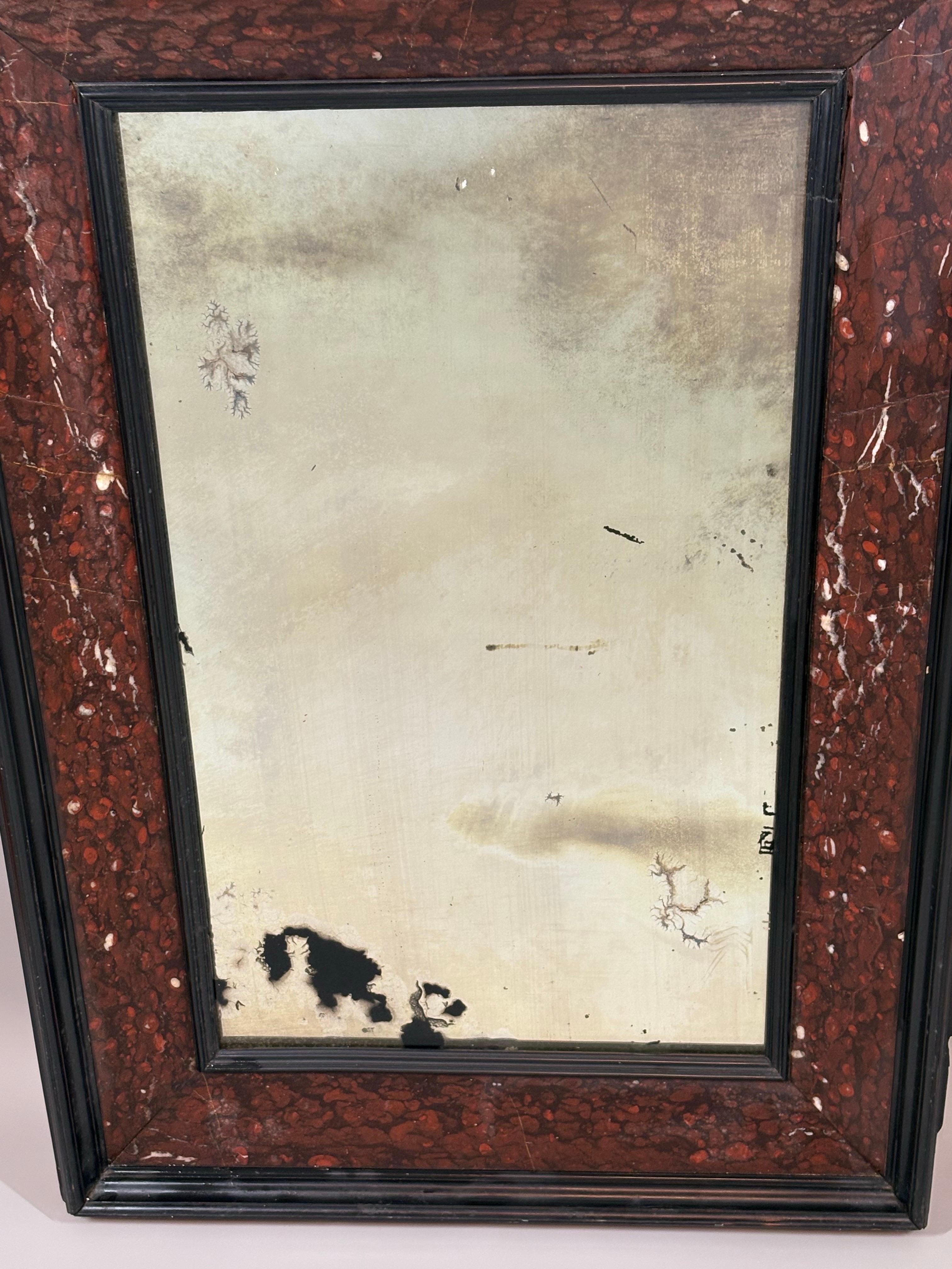 Antique rouge marble and ebonized mirror For Sale 3