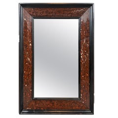 Antique rouge marble and ebonized mirror