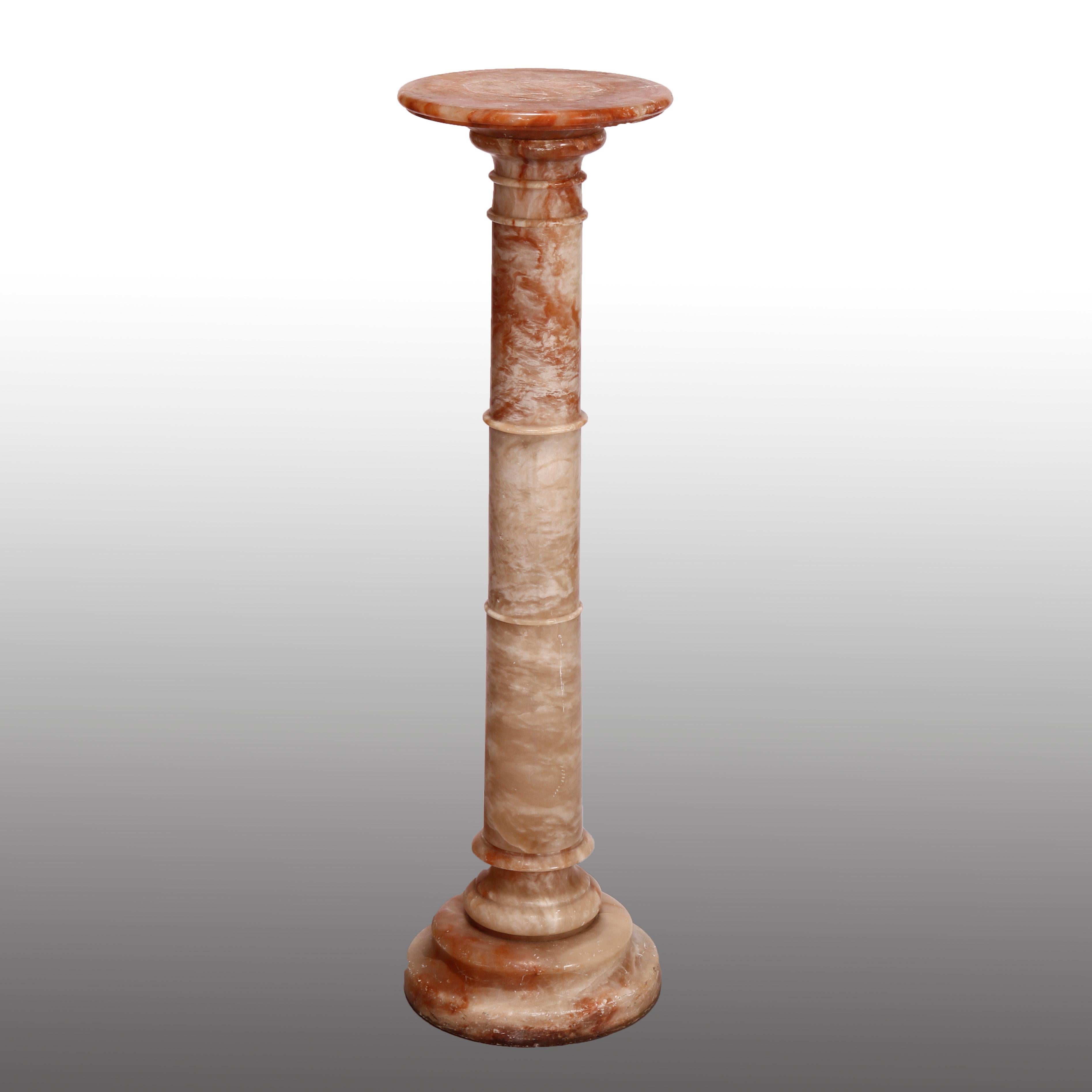 European Antique Rouge Marble Doric Sculpture Display Pedestal, Circa 1890