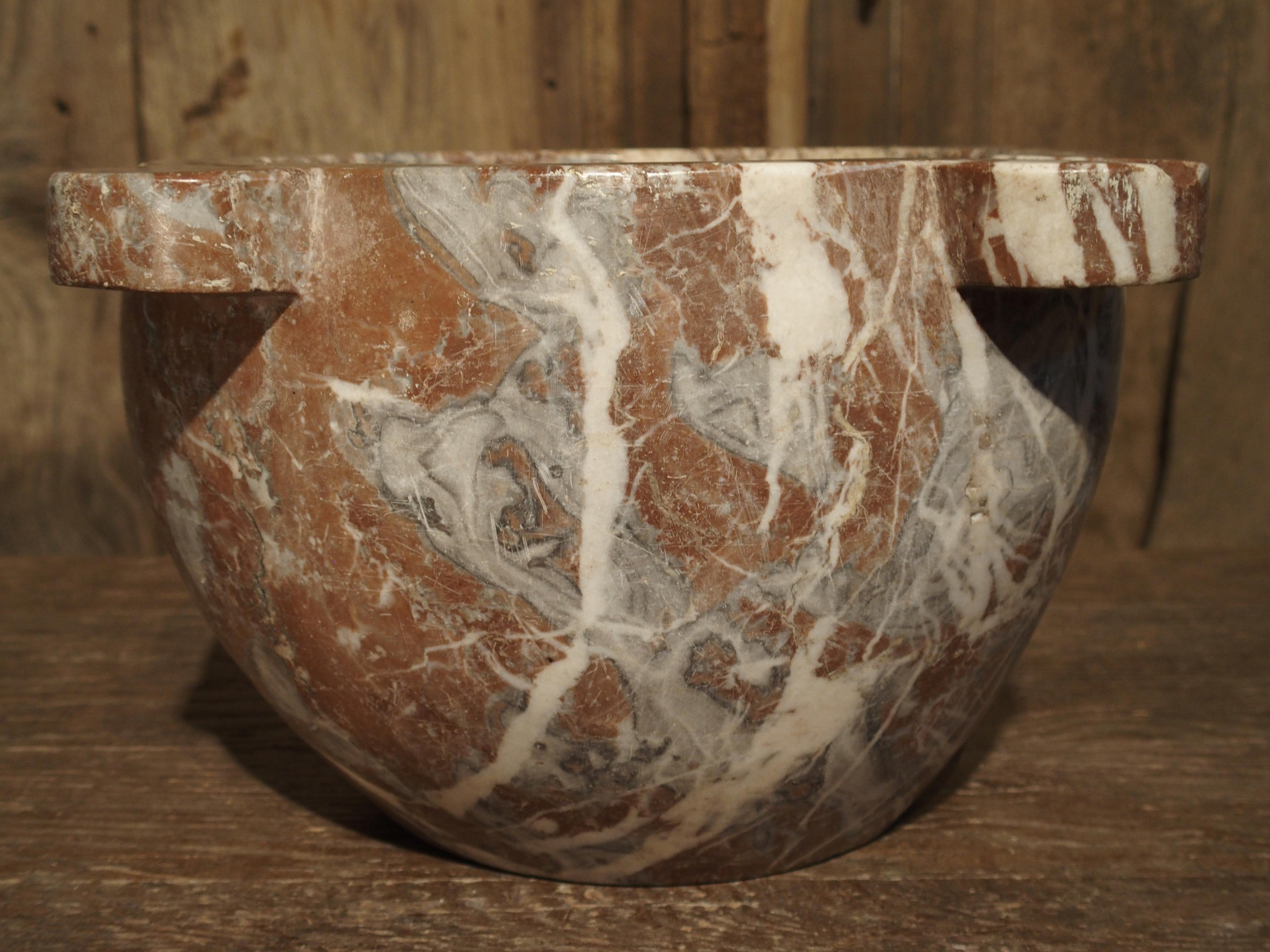 Antique Rouge Marble Mortar from France, Mid-1800s 9