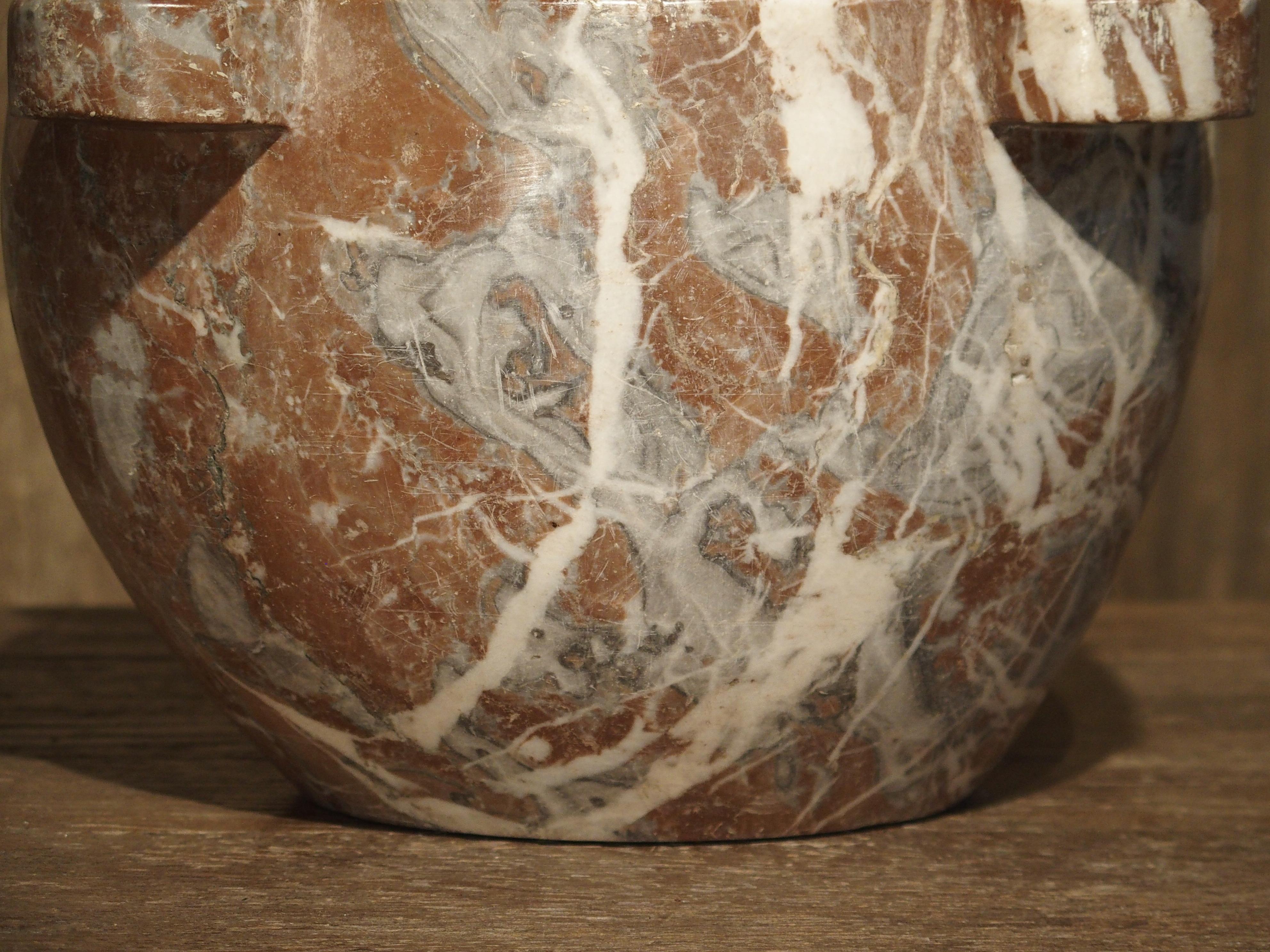 French Antique Rouge Marble Mortar from France, Mid-1800s