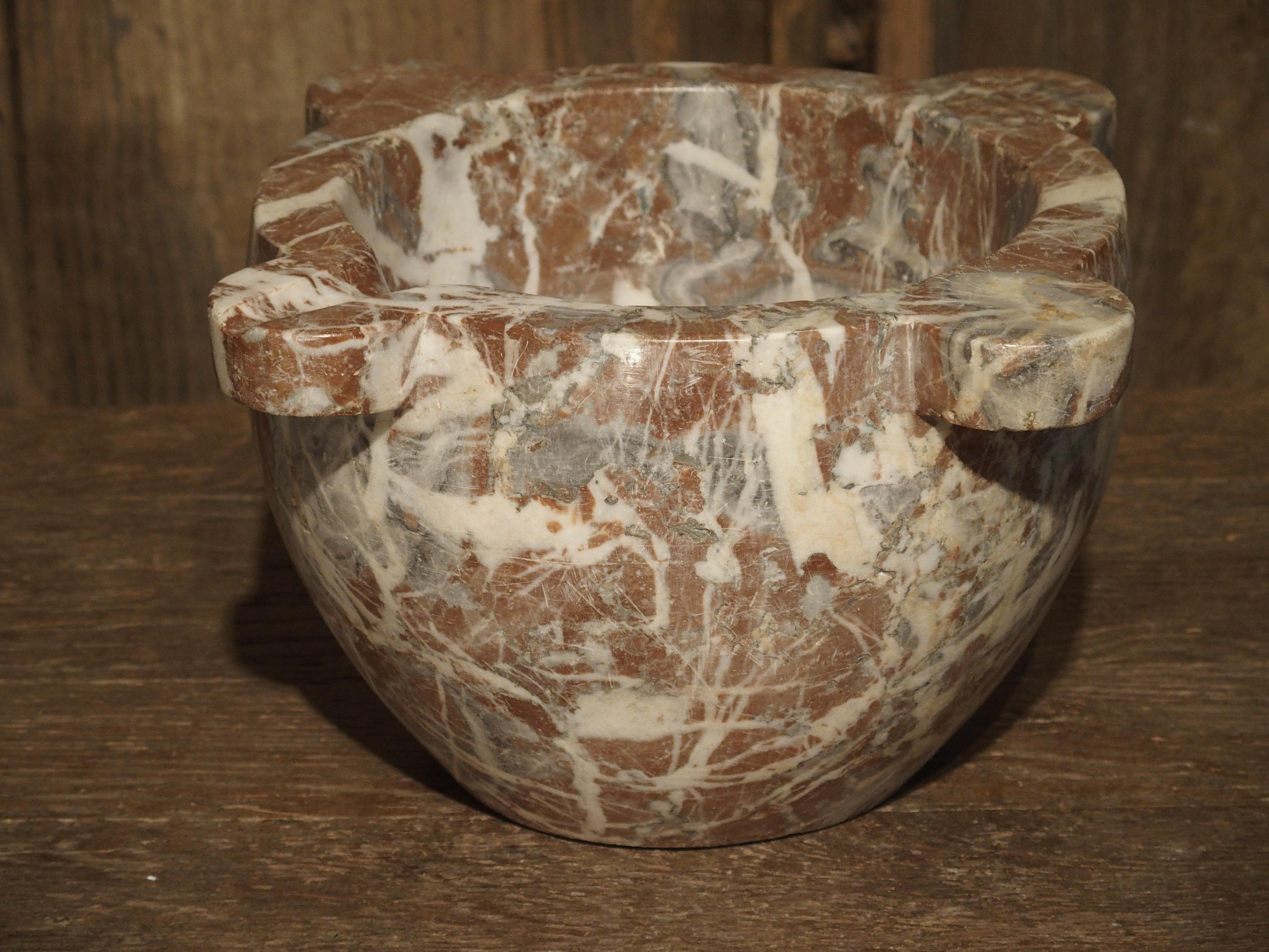 19th Century Antique Rouge Marble Mortar from France, Mid-1800s