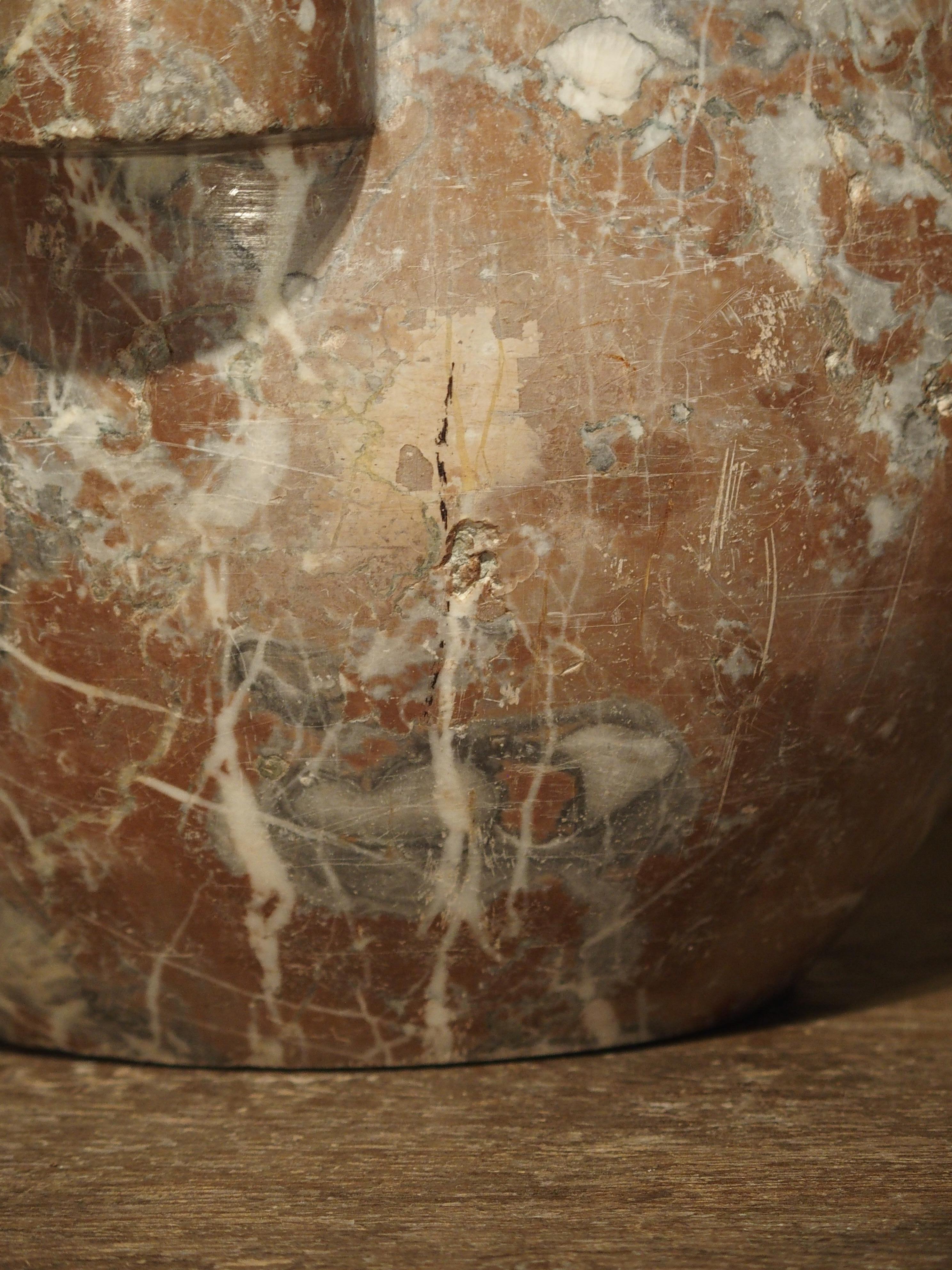 Antique Rouge Marble Mortar from France, Mid-1800s 1
