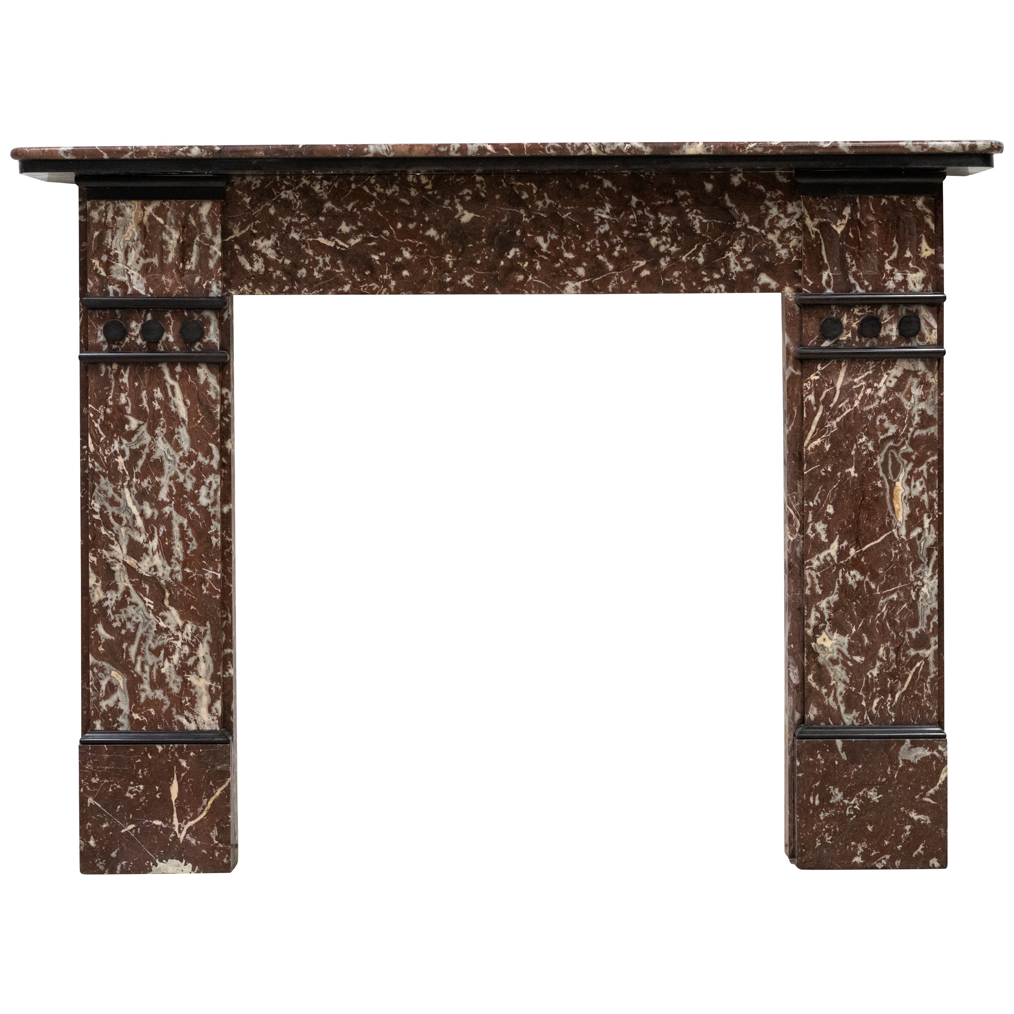 Antique Rouge Royal Marble Fireplace Surround For Sale
