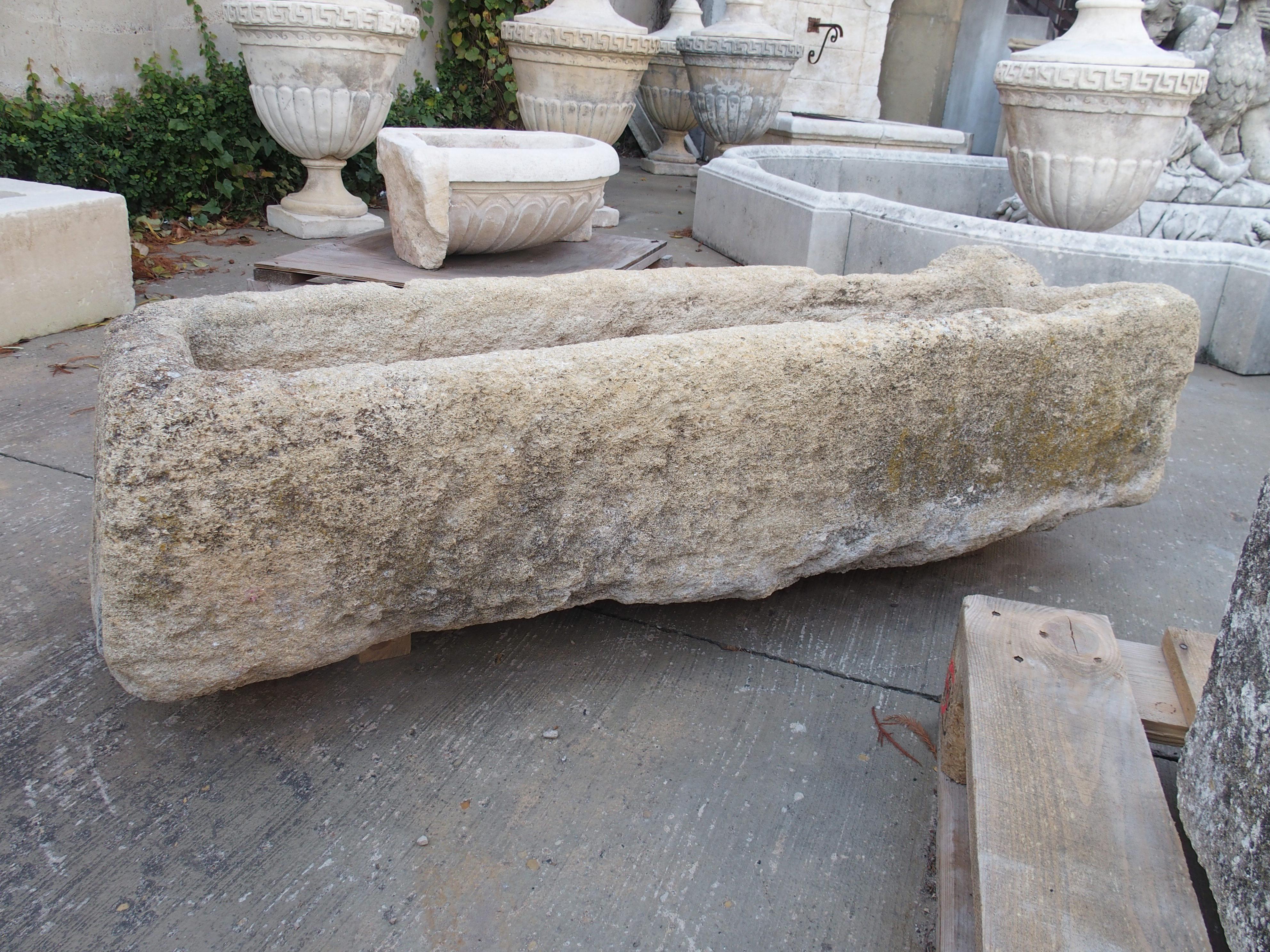 Antique Rough-Cut Limestone Farm Trough from France 8