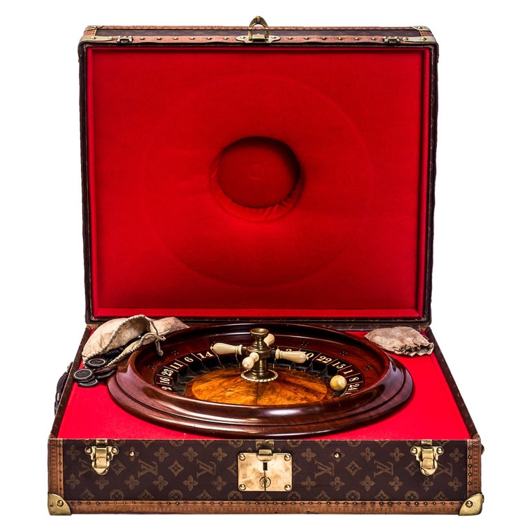Antique Roulette Wheel Fitted into a 1950s Louis Vuitton Case For