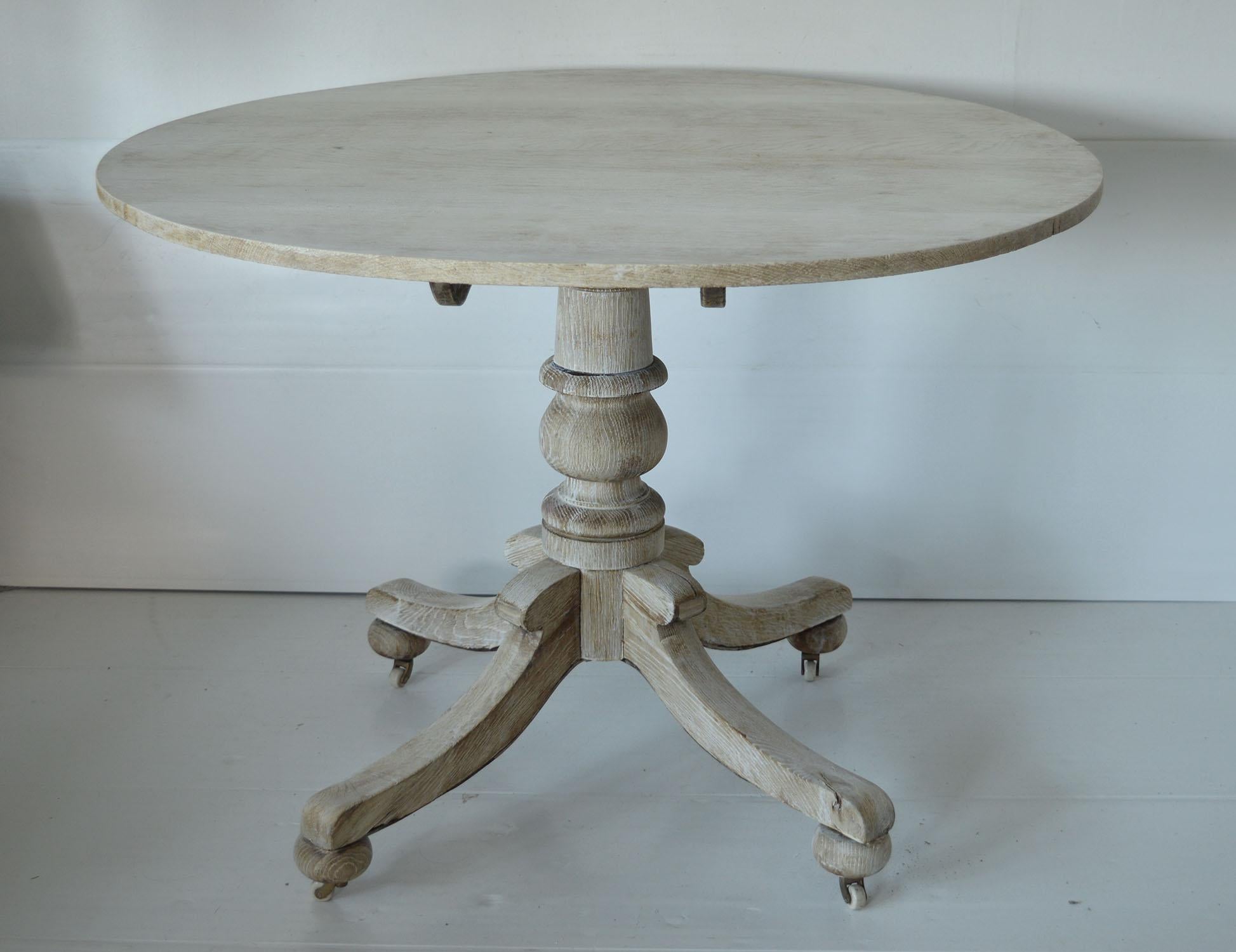 Georgian Antique Round Bleached Oak Side Table