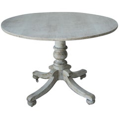 Antique Round Bleached Oak Side Table