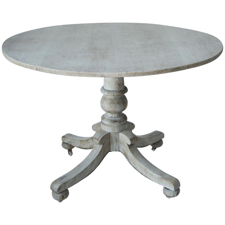 Antique Round Bleached Oak Side Table At 1stdibs