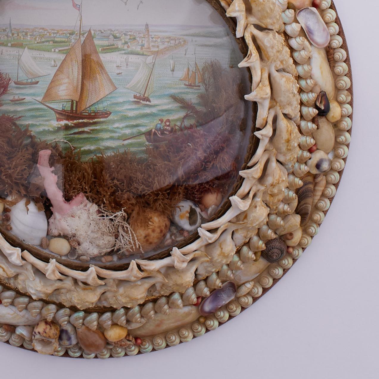 Antique Round British Colonial Sailors Valentine In Good Condition In Palm Beach, FL