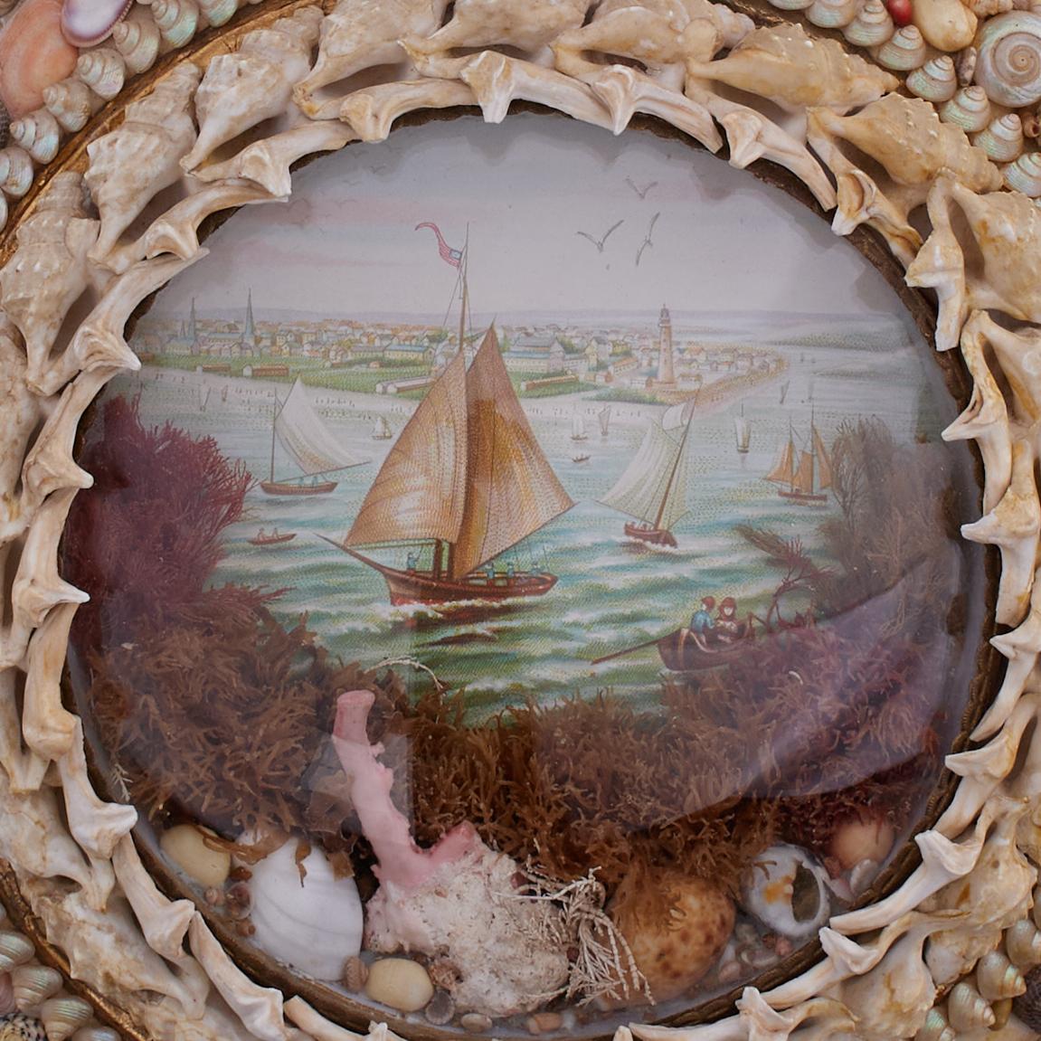 20th Century Antique Round British Colonial Sailors Valentine