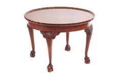 Antique Round Burr Walnut Pie Crust Top Coffee Table c.1920