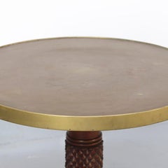 Antique Round Console or Side Table with Brass top