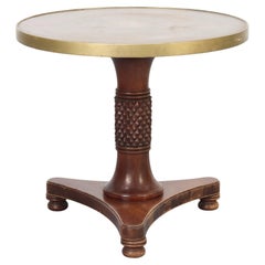 Antique Round Console or Side Table with Brass top