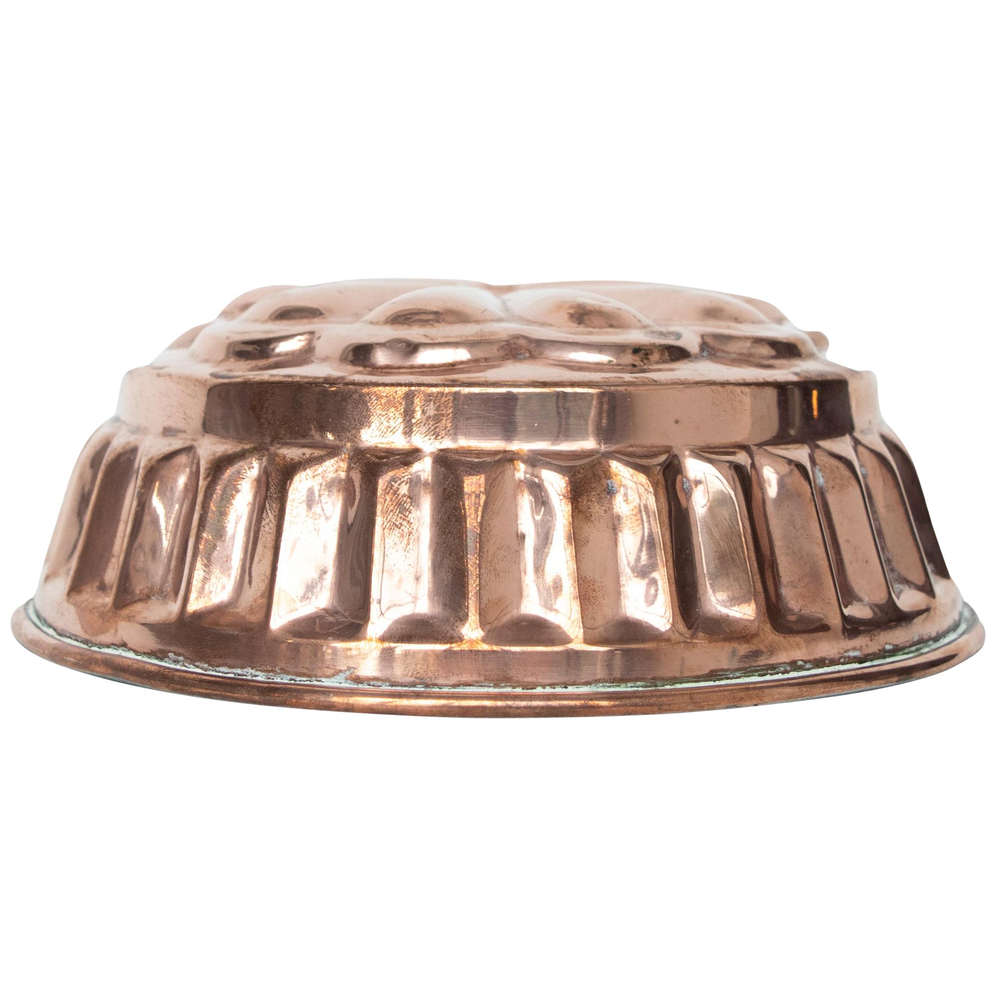 Antique Round Copper Bun Mold from Sweden, Late 1800s For Sale