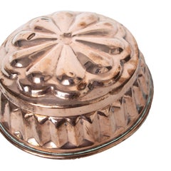 Antique Round Copper Bun Mold from Sweden, Late 1800s