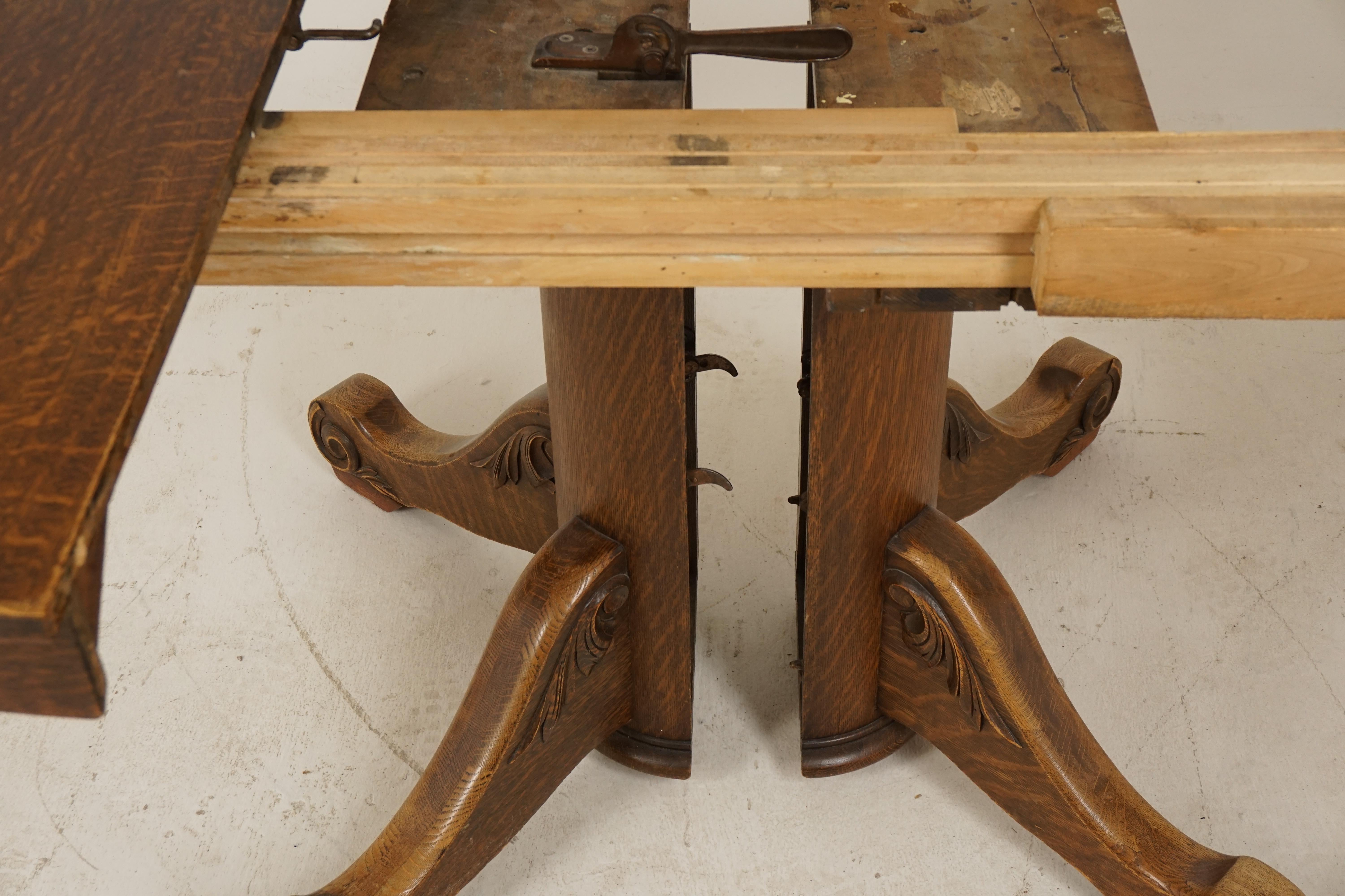 Antique Round Dining Table, Early American, Oak Table with Leaves, 1910, B2857 3