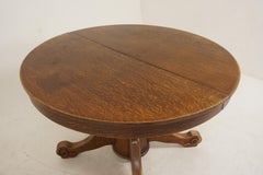 Antique Round Dining Table, Early American, Oak Table with Leaves, 1910, B2857