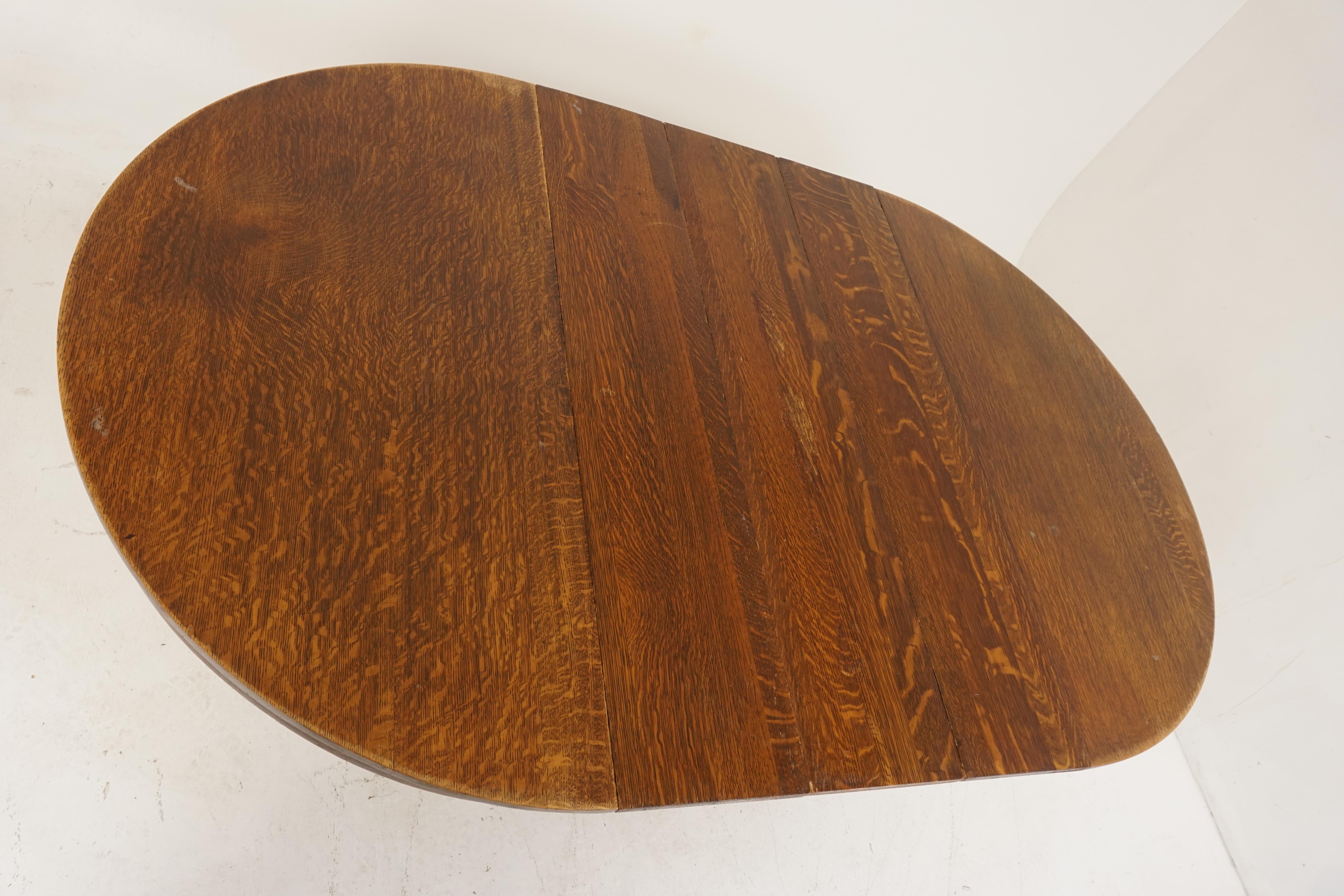 Early 20th Century Antique Round Dining Table, Early American, Oak Table with Leaves, 1910, B2857