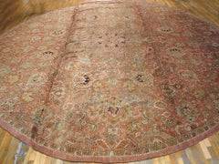 Marvelous Burnt Rust Color with Lovely Florid Design Antique Round Axminster Rug
