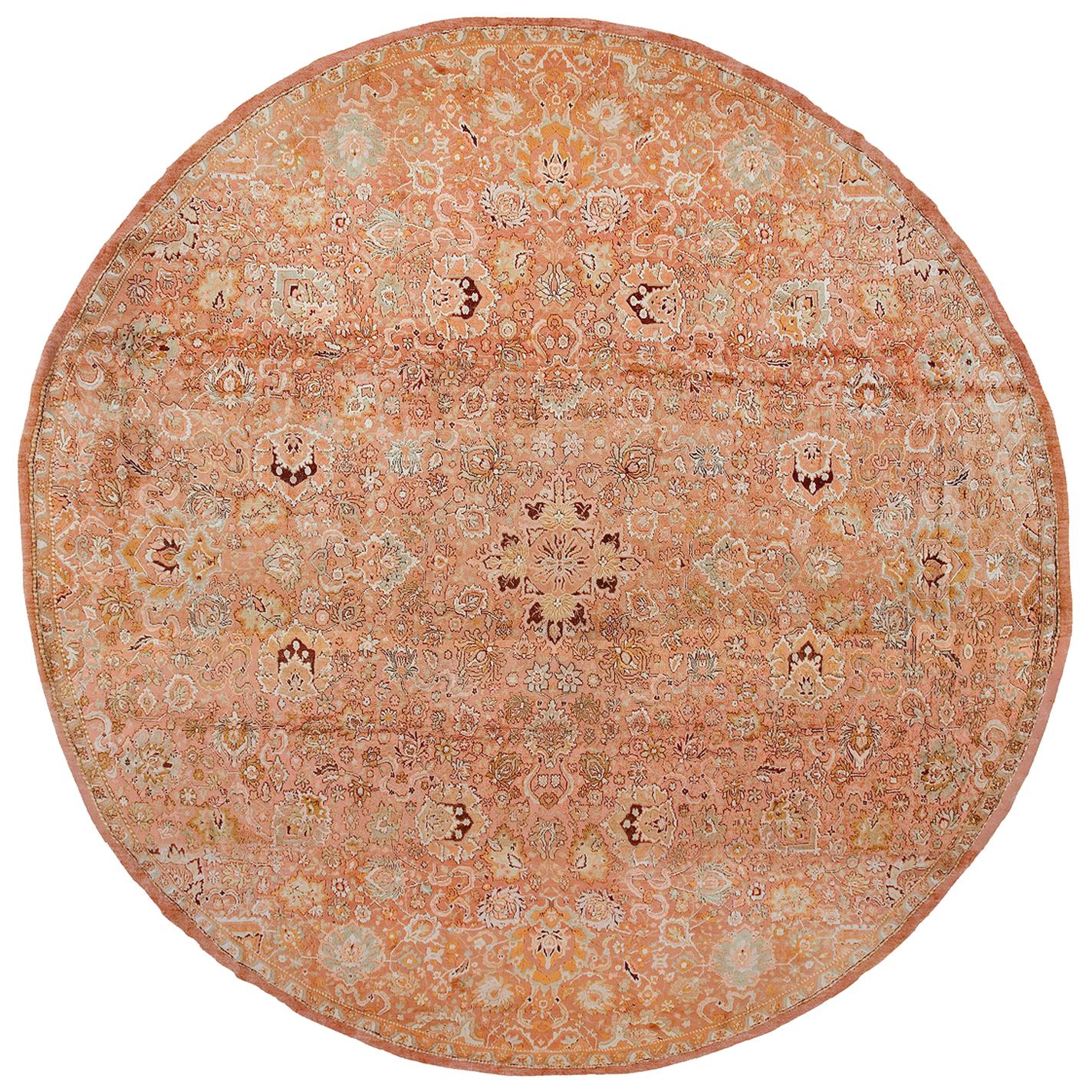Antiker runder europäischer Axminster-Teppich 3,66 m x 3,66 m im Angebot