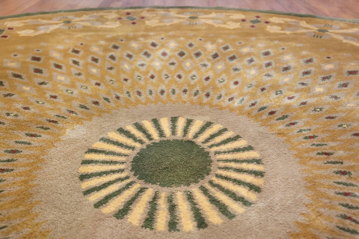 Antique Round French Art Deco Rug by Leleu. Size: 13 ft x 13 ft  1
