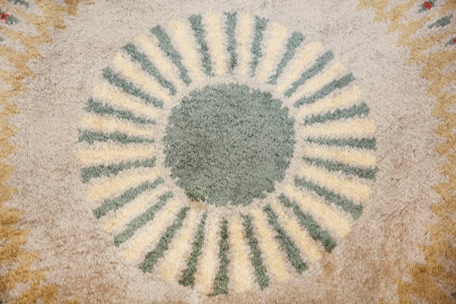 Antique Round French Art Deco Rug by Leleu. Size: 13 ft x 13 ft  3