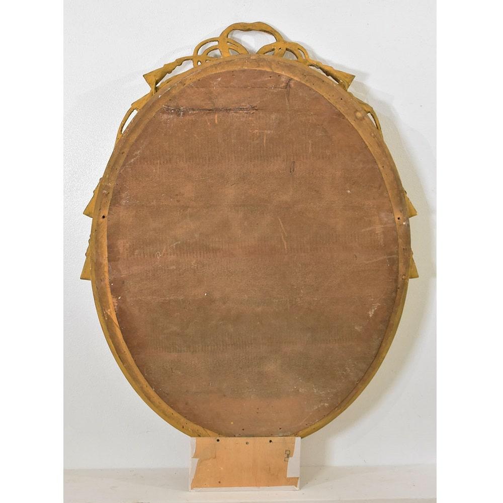 Antique Round Gold Mirror, Oval Wall Mirror, Love Knot, Gold Leaf Frame, XIX 2